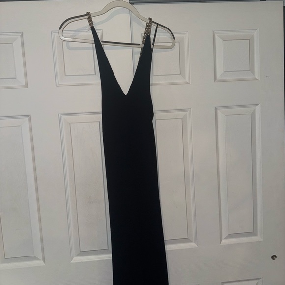 Zara Black Knit Maxi Dress with Silver Chain - Picture 4 of 5